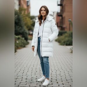 Karl Lagerfeld White Puffer Coat